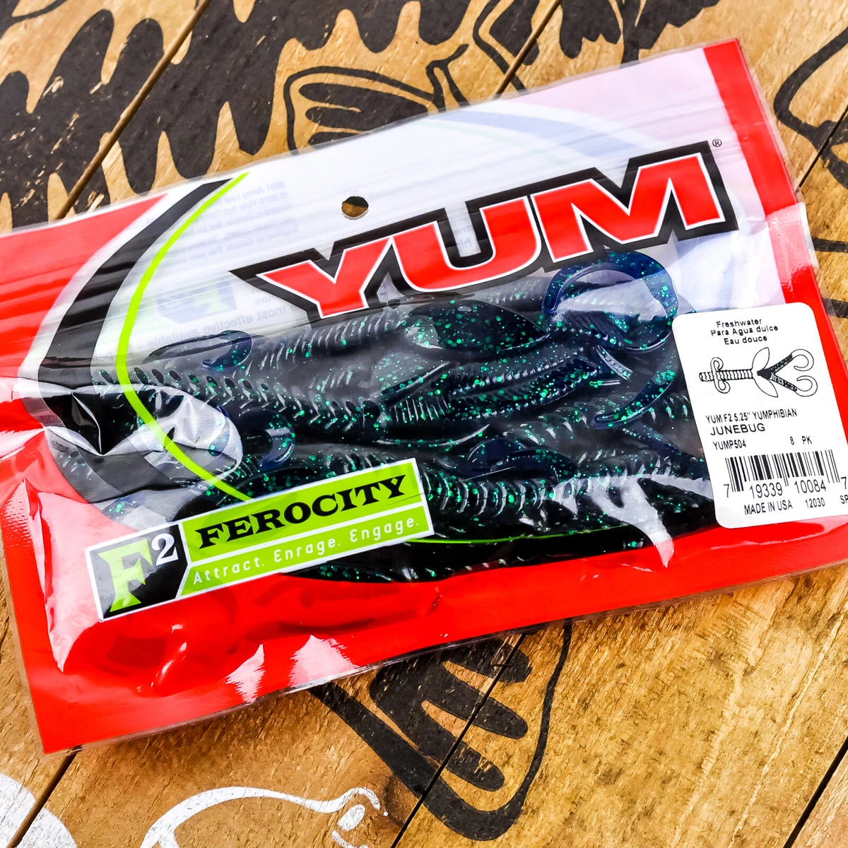 YUM F2 Yumphibian Twin Curly Tail Soft Creature Bait 5.25 8ct