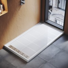 Shower Base SMC Shower Pan in White Single Threshold Stainless Steel Drain Cover