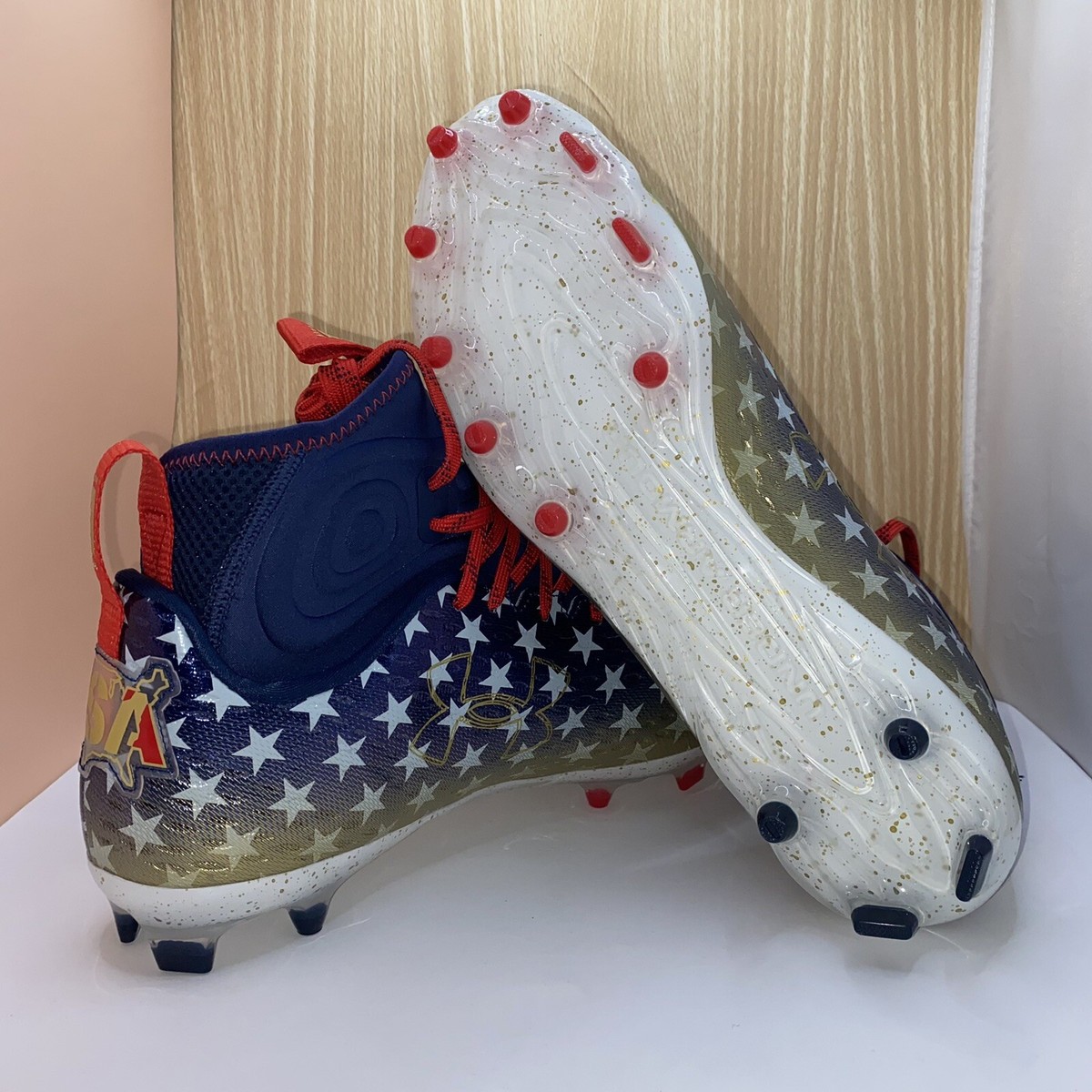 Under Armour Spotlight Lux MC LE USA Football Cleats 3025366 100 Size 10‎ Size: 11 New! Under Armour Spotlight Lux MC LE USA Football  main image 2