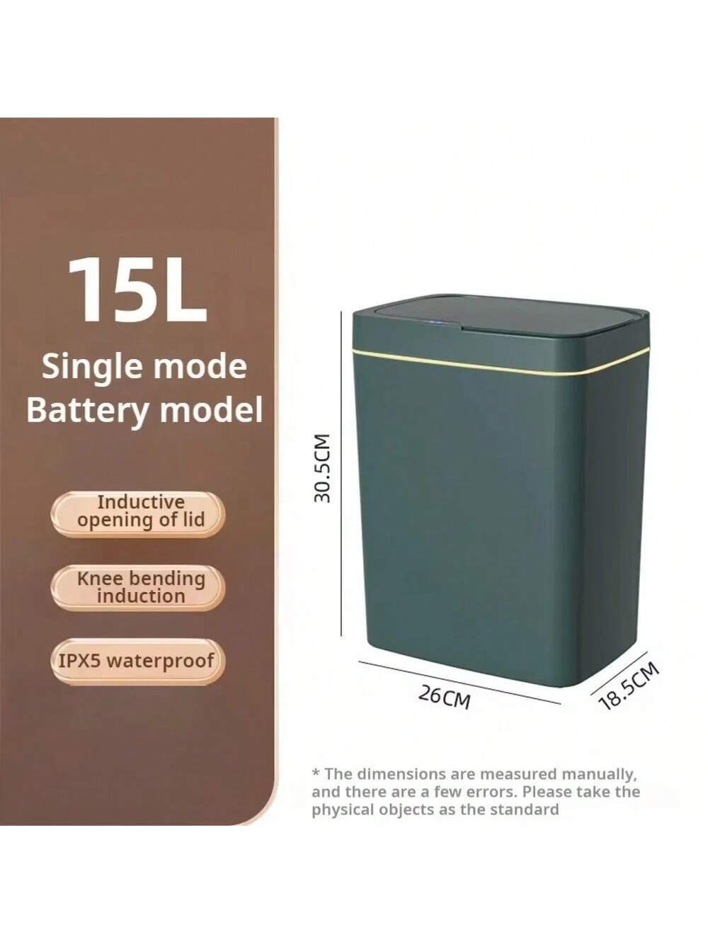 Cubo de basura con sensor inteligente estrecho sin contacto Smart Home 15L blanco