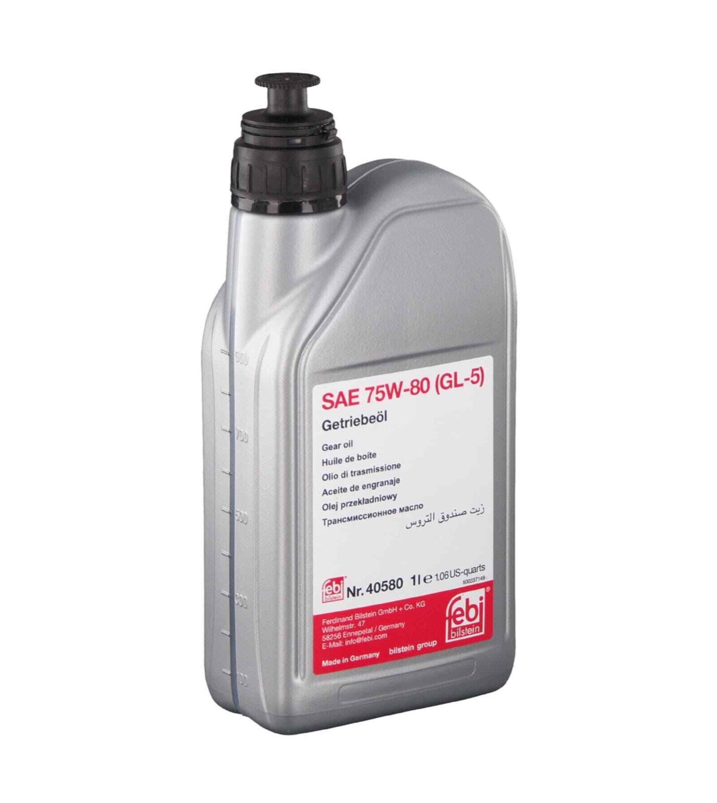 Huile de transmission Febi 75W-80 GL-5 1L pour boîte Audi Seat et Skoda