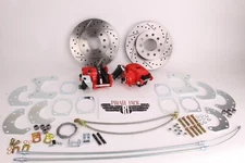 Ford 9 Rear Disc Brake Kit, High Performance D/S Rotors, Red PC Calipers