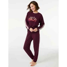 Joyspun Women's French Terry Holiday Ski Chalet Pajama Gift Set 3X 22W-24W