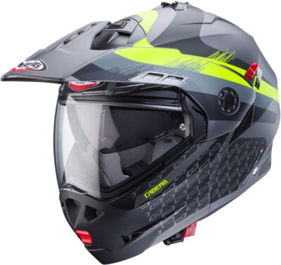 Caberg Motorcycle Folding Helmet Tourmax X Sarabe Matte-Gun Metallic/Black-Fluo-Yellow