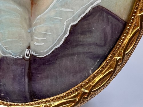 19c. Antikes viktorianisches Miniatur Gemälde Portrait edle Dame signiert - Bild 2 von 6