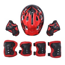 7Pc Kids Sports Adjust Helmet Knee Wrist Guard Elbow Pad Set for Scooter Skating