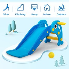 TOBBI 3 in 1 Kids Slide  Climber w/ Basketball Hoop Ball, Baby Activity Center