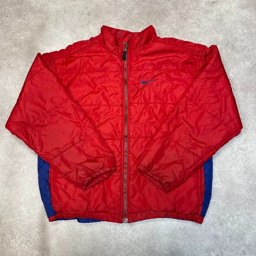 SACAI X NIKE Nike Puffer Jacket Giacca a Vento Bambini Grande Y2K Swoosh Reversibile Full Zip Rosso
