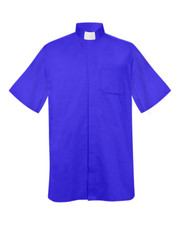 Short Sleeve Clergy Shirt with Hidden Button Placket