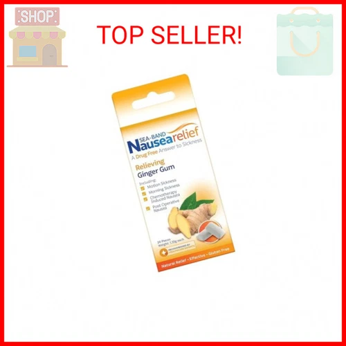 Sea-Band Anti-Nausea Ginger Gum For Motion & Pregnancy Morning Sickness, 24 Coun