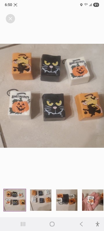6 Pack Miniature Trick Or Treat Bags Resin Ornaments