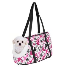 19.7 x 7.9 x 10.6 Inch Dog Purse Carrier with Crossbody Strap, White Red Black
