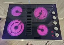 30" KitchenAid Glass Electric Downdraft Cooktop KECD807XSS01 Black 4 Burners