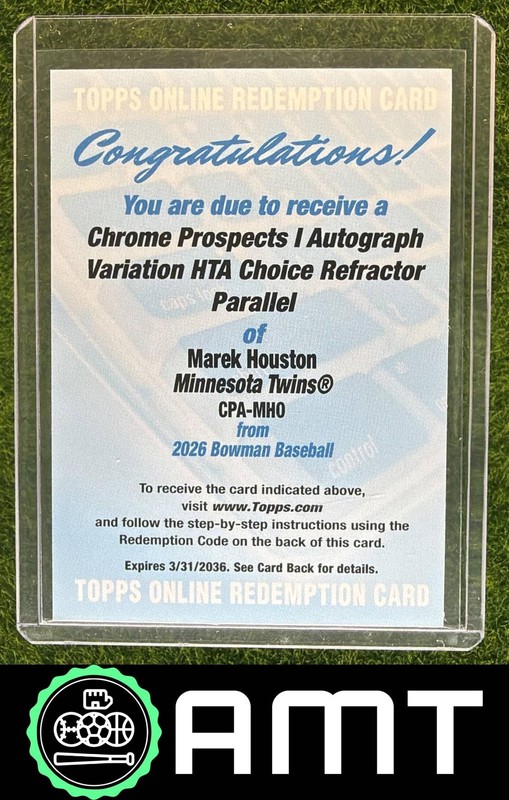 Marek Houston Auto 2026 Bowman /150 Chrome HTA Choice Twins 1st Prospect