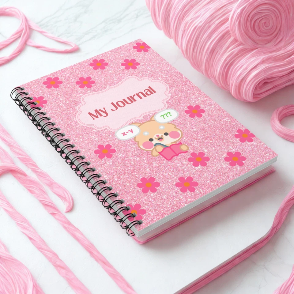 Pink Glitter Spiral Notebook, 118 Pages Journal for Kids and School Stationary - Image 4 of 4