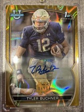 2022 Bowman Autographs Tyler Buchner #24 Gold Lava Refractor /50 (AU, RC)