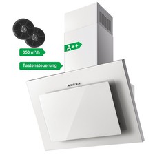 Hotte aspirante 60cm inclinée murale 350 m³/h LED recyclage évacuation A++ Blanc