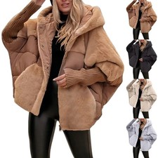 Women's Loose Cotton Coat Faux Fur Patchwork Winter Coat Comfort Chic Long Sleev