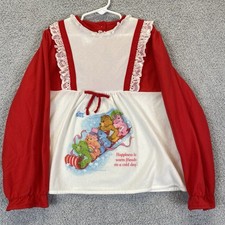 Vintage 1980's Bates Jama Care Bears Sledding Yoke Pajama Top Kids Girls Size 10