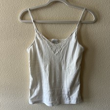 Vintage 90s Cream Lace Cami Womens Size Medium Lingerie Sleepwear Casual Wear