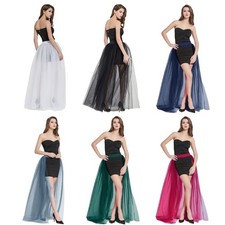 Women Tulle Tutu Long Skirts Floor Length Detachable Wedding Train Skirt Gifts