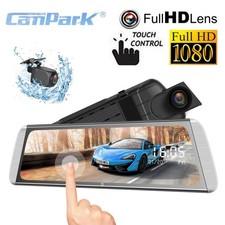 Campark 10" 1080P Dual Dash Cam Front Rear FHD Mirror Dash Camera Night Vision
