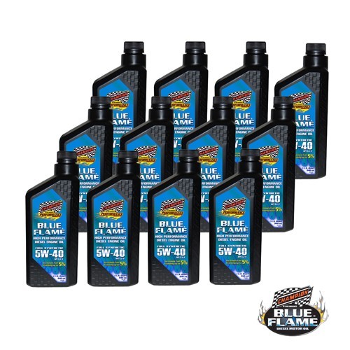 12 Champion Racing Full Synthetic 5W-40 Blue Flame Diesel Oil CJ-4 12 Qt Total