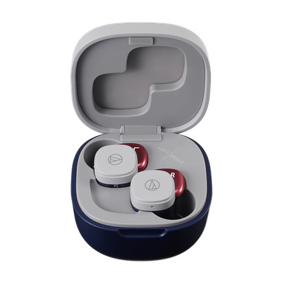 Audio-Technica - ATH-SQ1TW - Kabellose Kopfhörer - Grau / Blau / Rot - Brandneu