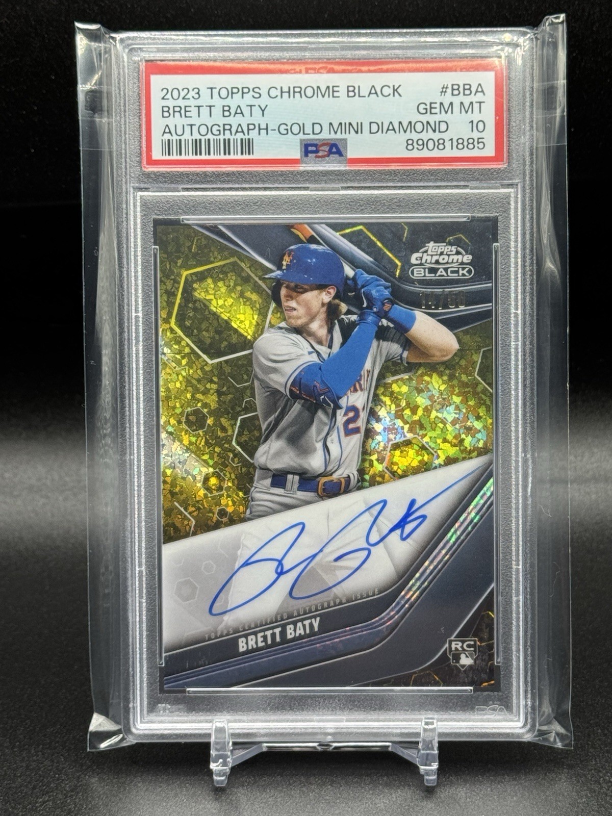 2023 Topps Chrome Black #CBABBA Brett Baty Gold Diamond Rookie Auto /50 PSA 10