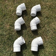 FLOPLAST 68x68 mm rundes Fallrohr 112,5 Grad versetzter Bogen - weiß - 6er Pack