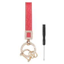 Leather Car Keychains, Microfiber Leather Bling Wristlet Keychain, Red