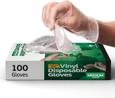 Vinyl Disposable Gloves - Clear Plastic Food Safe Gloves for Cooking, Cleaning -