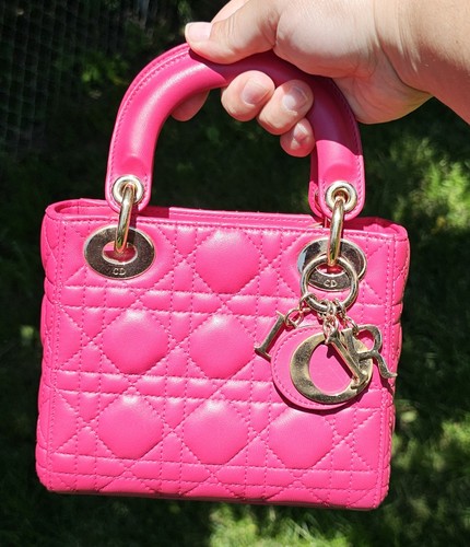 Christian Dior Mini Lady Dior In Pink Lambskin