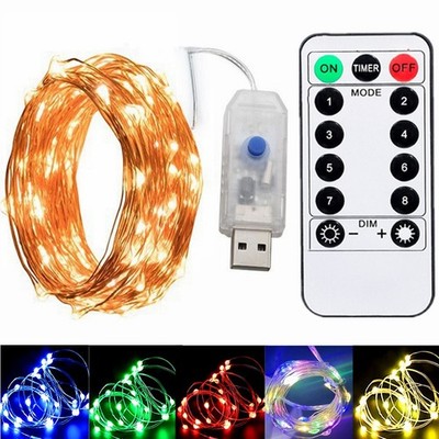 10M 20M USB LED Lichterkette Fernbedienung 8 Modi Weihnachten Party Garten UK