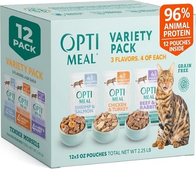 Optimeal Wet Cat Food Variety Pack - Grain Free Tender Morsels, High Protein Pre