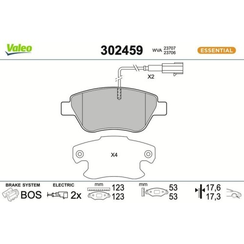 1X Bremsbelagsatz, Scheibenbremse Valeo 302459 Passend FüR CitroËN Fiat-image