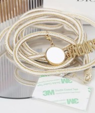 Novelty GWP Gift DIOR Phone Strap Gold  White Rope Lanyard  Charms ID Holder