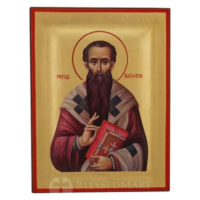 Saint Basil the Great Icon - Gold Leaf Greek Orthodox Icon