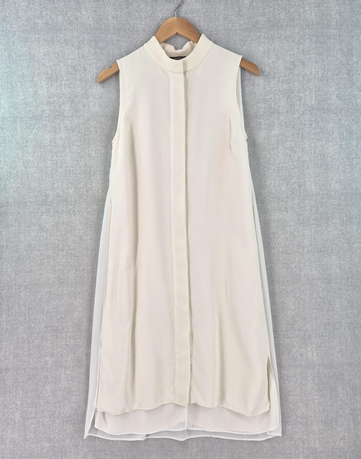Lafayette 148 NY Silk Elegant Minimalist Sleeveless Layered Dress* Medium Ivory