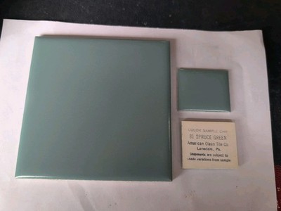 2 pcs American Olean Vintage Ceramic Wall Tile 4 1/4'' Spruce Green Color 81 New