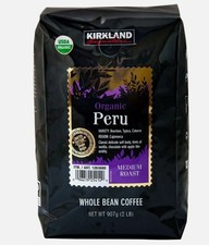 Kirkland Signature Organic Peru Whole Bean Coffee 2 lb Medium Roast USDA Organic