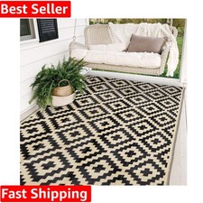 Waterproof Outdoor Rug 5x8 ft, Plastic Reversible Rug, Modern Area Rug, Large...