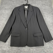 Vintage Pendleton Blazer Womens 14 Black 100 Virgin Wool One Button Lined