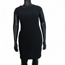 New Look Size 16 Black Shift Dress Short Sleeves Round Neck Work Office Smart 