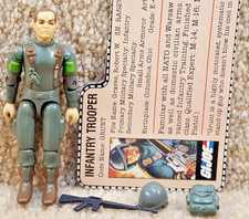 Complete Really Nice Vintage 1983 GI Joe Grunt v1.5 Swivel Arm With Filecard