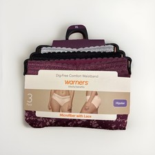 3 Pc Warner s Blissful Benefits Panties Hipster Microfiber Lace Comfort 2XL XXL
