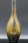 IMPRESSVE LARGE VINTAGE MURANO PEACOCK FEATHER HAND BLOWN ITALIAN ART GLASS VASE