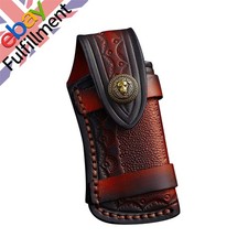 4in Folding Knife Holder Sheath Leather Storage Pouch w/ Snap Closure Belt Loop