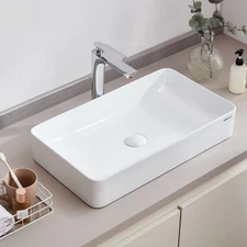Uimoso Ceramic Vessel Sink 24"x13.8" Bathroom Vanity Bowl Countertop Rectangular