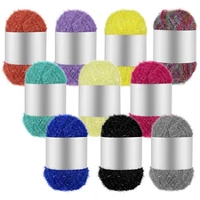 10 Skeins Scrubby Yarn 328 Ft/ 109 Yard, Assorted Colors Scrubby Stripes Poly...